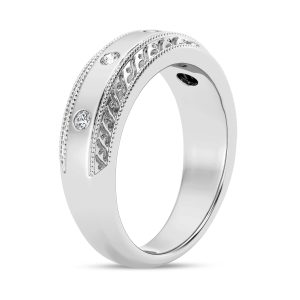 Engraved Diamond Milgrain  (7.5mm)Wedding Band Platinum (Setting Price)