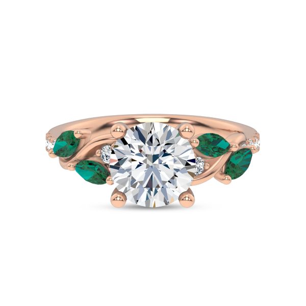 Hayden Curved Vine Tsavorite And Diamond Engagement Ring - 18K Rose Gold (Setting Price)