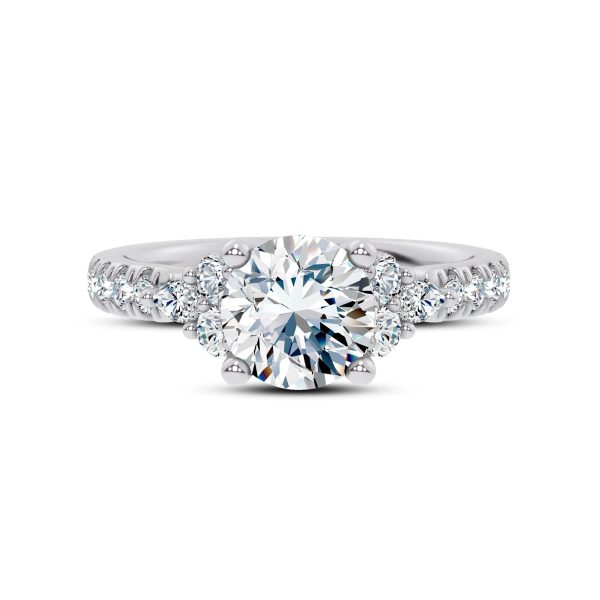 Alexandra Trellis Cluster Pav? Engagement Ring - 14K White Gold (Setting Price)