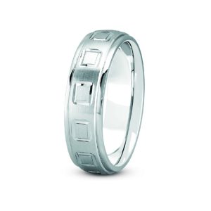 Square Diamond Cut Carved  (4Mm)Wedding Band Platinum (Setting Price)