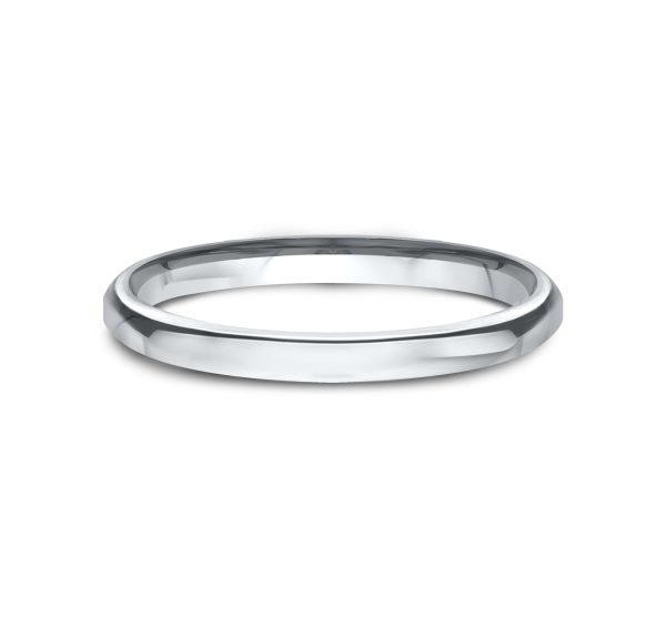 Euro Comfort-Fit Plain  (2.5mm)Wedding Band 14K White Gold (Setting Price)