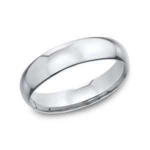 Low Dome Comfort-Fit Polished  (5mm)Wedding Band Platinum (Setting Price)