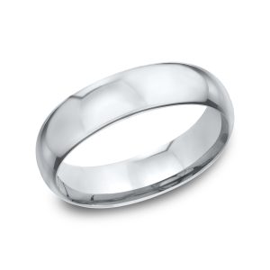 Low Dome Comfort-Fit Polished  (6mm)Wedding Band Platinum (Setting Price)