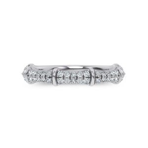 Bao Bamboo Pav? Lab Wedding Band Platinum (Setting Price)
