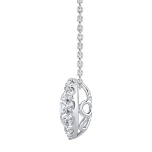 Round Lab Diamond Halo Pendant-14K White Gold