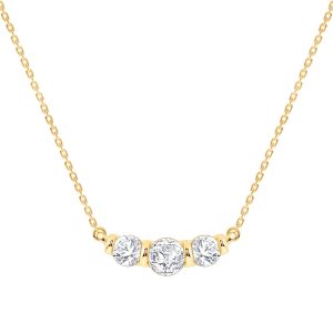Three Stone Bar Set Lab Diamond Pendant (1/2 ct. tw.)-14K Yellow Gold