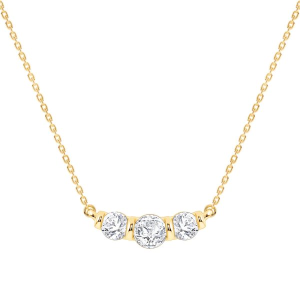 Three Stone Bar Set Lab Diamond Pendant (1/2 ct. tw.)-14K Yellow Gold