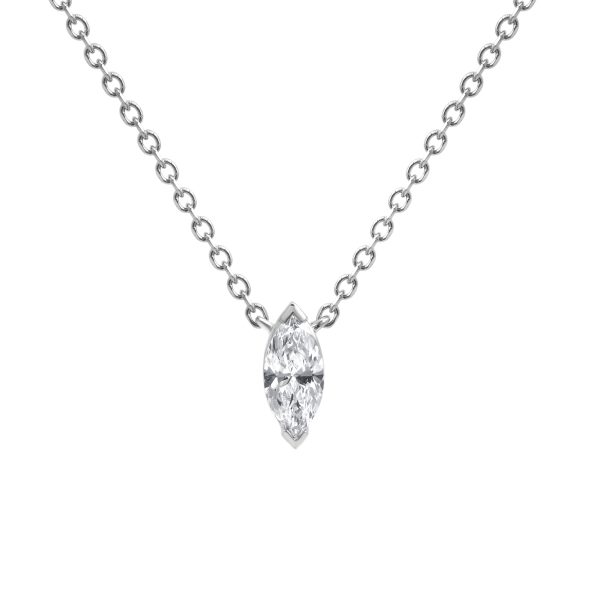 Lab Marquise Diamond Pendant-14K White Gold