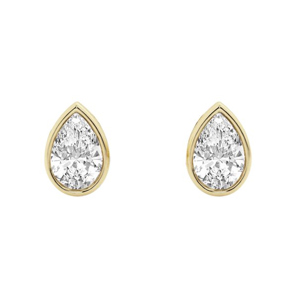 Pear Lab Diamond Bezel Stud Earrings (1/2 ct. tw.)-14K Yellow Gold