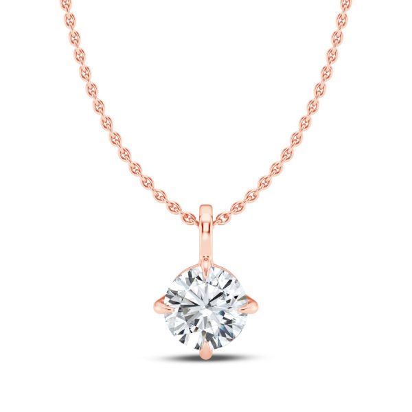 Classic Compass Set Round Lab Diamond Solitaire Pendant (1/2 ct. tw.)-14K Rose Gold