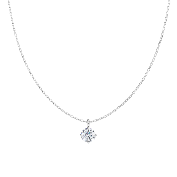 Classic Compass Set Round Lab Diamond Solitaire Pendant (1 ct. tw.)-14K White Gold