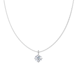 Classic Compass Set Round Lab Diamond Solitaire Pendant (1 1/2 ct. tw.)-14K White Gold