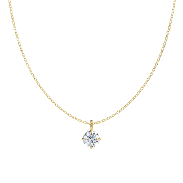 Classic Compass Set Round Lab Diamond Solitaire Pendant (1 1/2 ct. tw.)-14K Yellow Gold