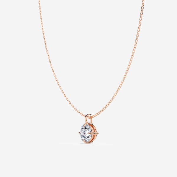 Classic Compass Set Round Lab Diamond Solitaire Pendant (2 ct. tw.)-14K Rose Gold