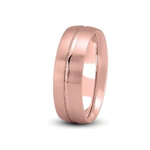 Low Dome With Recessed Groove (4mm)Wedding Band 14K Rose Gold (Setting Price)