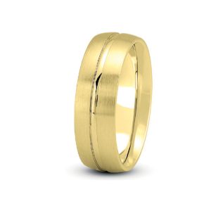 Low Dome With Recessed Groove (8mm)Wedding Band 18K Yellow Gold (Setting Price)