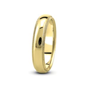 Dome Milgrain Comfort Fit (4mm)Wedding Band 18K Yellow Gold (Setting Price)