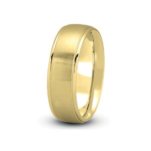 Dome Satin Finished With Recessed Sides (5mm)Wedding Band 18K Yellow Gold (Setting Price)