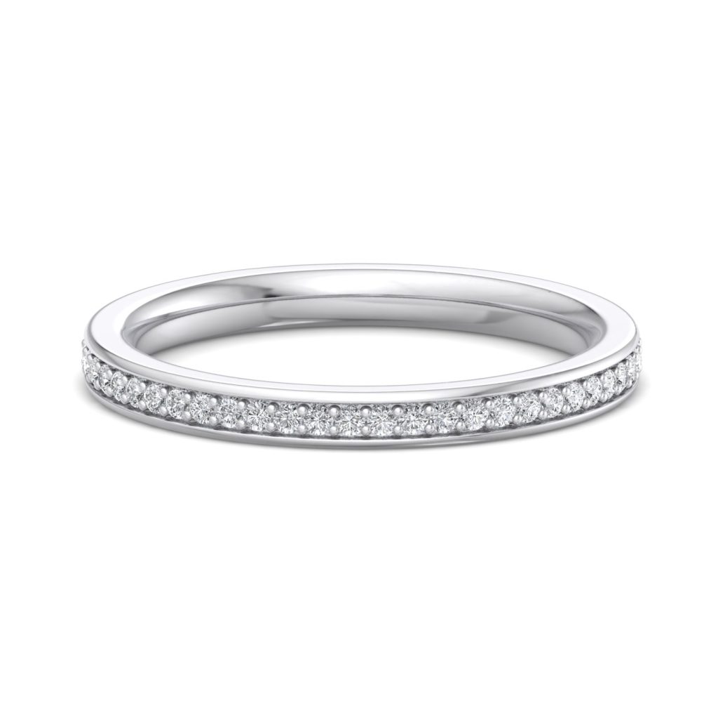 Kensley Pav? Wedding Band 18K White Gold (Setting Price)
