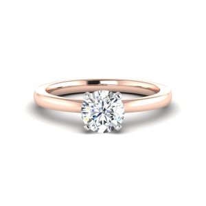 Leah 4 Prong Solitaire Engagement Ring - 14K Rose Gold (Setting Price)