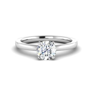 Leah 4 Prong Solitaire Engagement Ring - 14K White Gold (Setting Price)