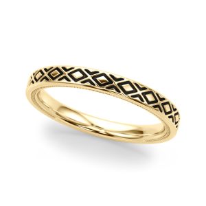 Peridorna Vintage Inspired Wedding Band 18K Yellow Gold (Setting Price)
