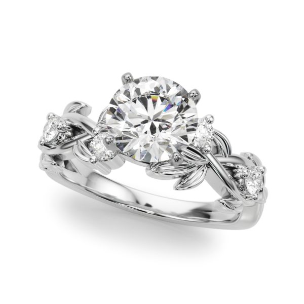 Flamenco Twisted Vine And Leaf Engagement Ring - 14K White Gold (Setting Price)