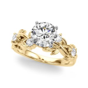 Flamenco Twisted Vine And Leaf Engagement Ring - 14K Yellow Gold (Setting Price)