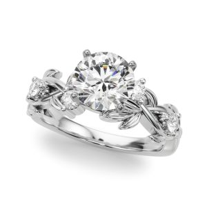 Flamenco Twisted Vine And Leaf Engagement Ring - 18K White Gold (Setting Price)