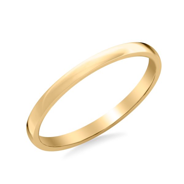 Low Dome Polished  (2mm)Wedding Band 14K Yellow Gold (Setting Price)