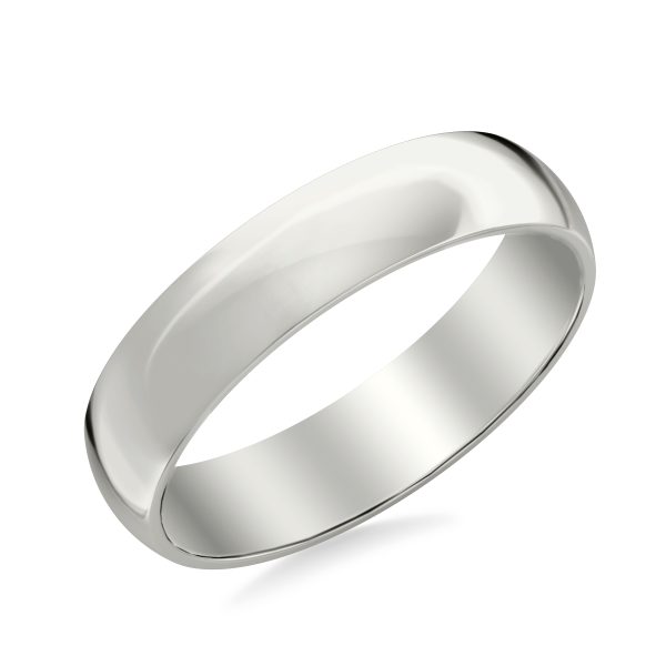 Low Dome Polished  (5mm)Wedding Band 18K White Gold (Setting Price)