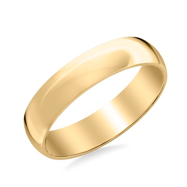 Low Dome Polished  (5mm)Wedding Band 18K Yellow Gold (Setting Price)
