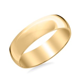 Low Dome Polished  (6mm)Wedding Band 14K Yellow Gold (Setting Price)