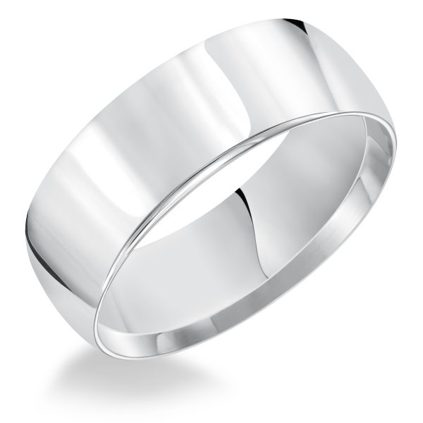 High Dome Comfort Fit Polished  (8mm)Wedding Band Platinum (Setting Price)