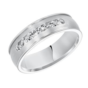 7 Stone Channel Set Diamond Wedding Band 14K White Gold (Setting Price)