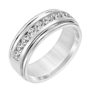 Channel Set Lab  Diamond  (8mm)Wedding Band 14K White Gold (Setting Price)