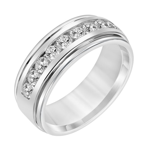 Channel Set Lab  Diamond  (8mm)Wedding Band 14K White Gold (Setting Price)