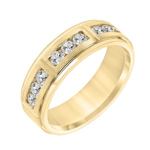 Triple Trio Channel-Set Lab Diamond  (7mm)Wedding Band 14K Yellow Gold (Setting Price)