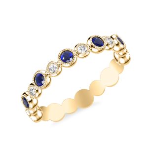 Diamond And Sapphire Bubble Eternity Wedding Band 18K Yellow Gold (Setting Price)