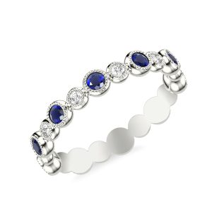 Diamond And Sapphire Bubble Eternity Wedding Band Platinum (Setting Price)