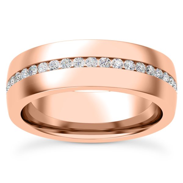 Ara Men's Eternity Wedding Band 14K Rose Gold (Setting Price)