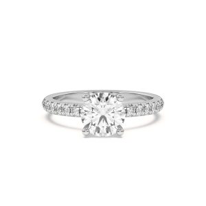 Marie Grand Hidden Halo Pav? Engagement Ring - 14K White Gold (Setting Price)
