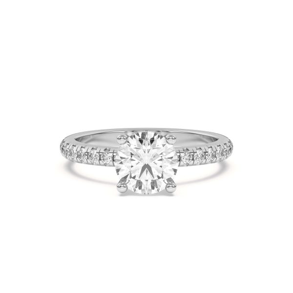 Marie Grand Hidden Halo Pav? Engagement Ring - 14K White Gold (Setting Price)