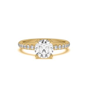Marie Grand Hidden Halo Pav? Engagement Ring - 18K Yellow Gold (Setting Price)