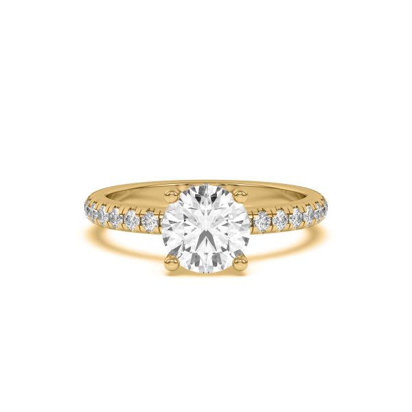 Marie Grand Hidden Halo Pav? Engagement Ring - 18K Yellow Gold (Setting Price)