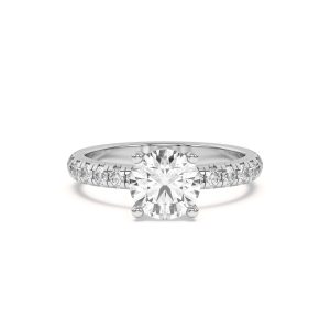 Marie Majestic Hidden Halo Pav? Engagement Ring - 14K White Gold (Setting Price)