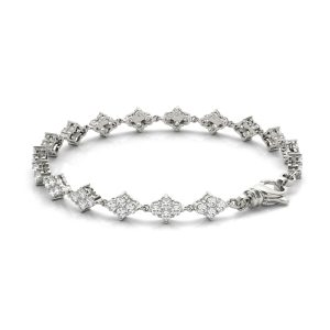 Clover Diamond Tennis Bracelet-14K White Gold