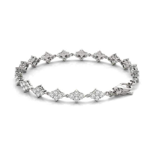 Clover Diamond Tennis Bracelet-14K White Gold