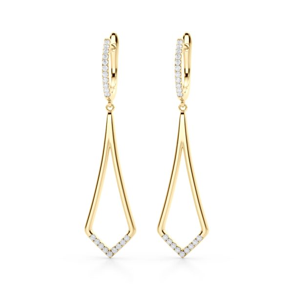 Geometric Pav? Lab Diamond Drop Earrings-14K Yellow Gold