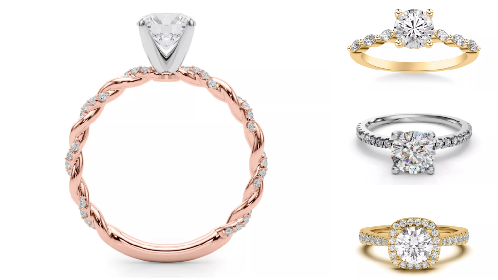 Composite image of bestselling promise ring designs from one of the best places to buy promise rings, displayed on a white background